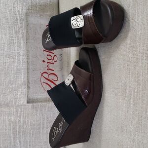 BRIGHTON "Dream" Wedge Heel Brown slip on Shoes Sz 7 Bohemian